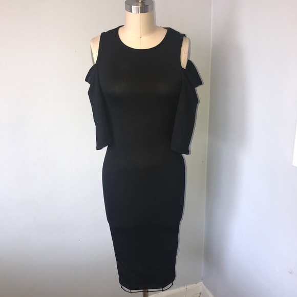 boohoo black cold shoulder dress